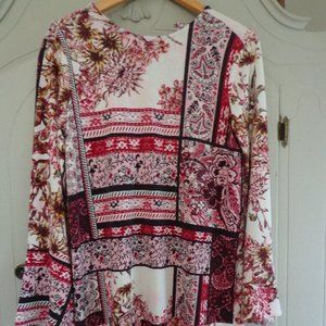 Beige by eci Boho Dress S Bell Cuffs Button Closur